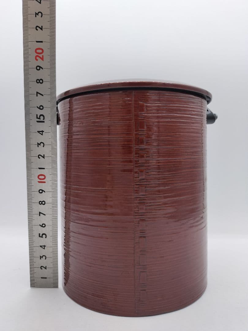 c564 手付曲水指 溜塗　芳桂堂　木箱 茶道具 古物