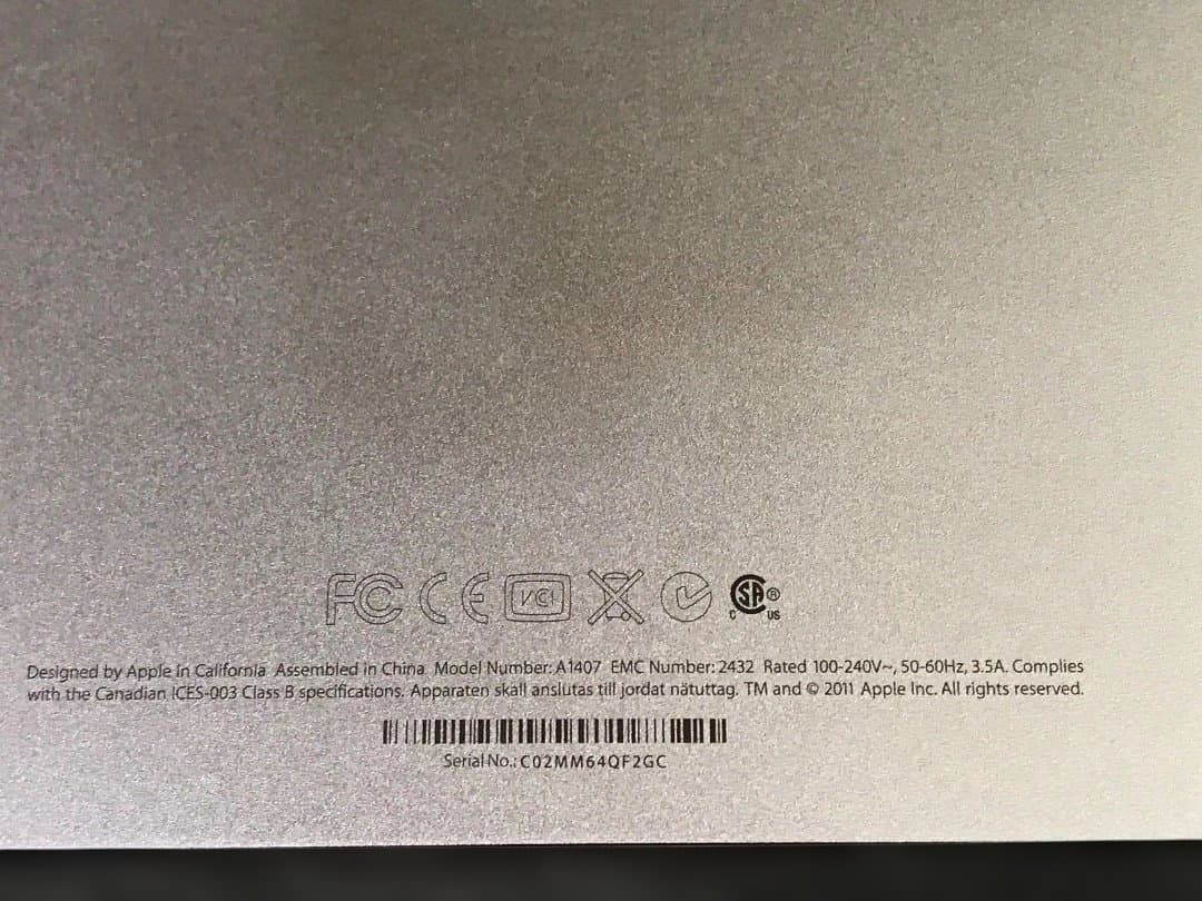 Apple Thunderbolt Display 27inch メンテナンス品