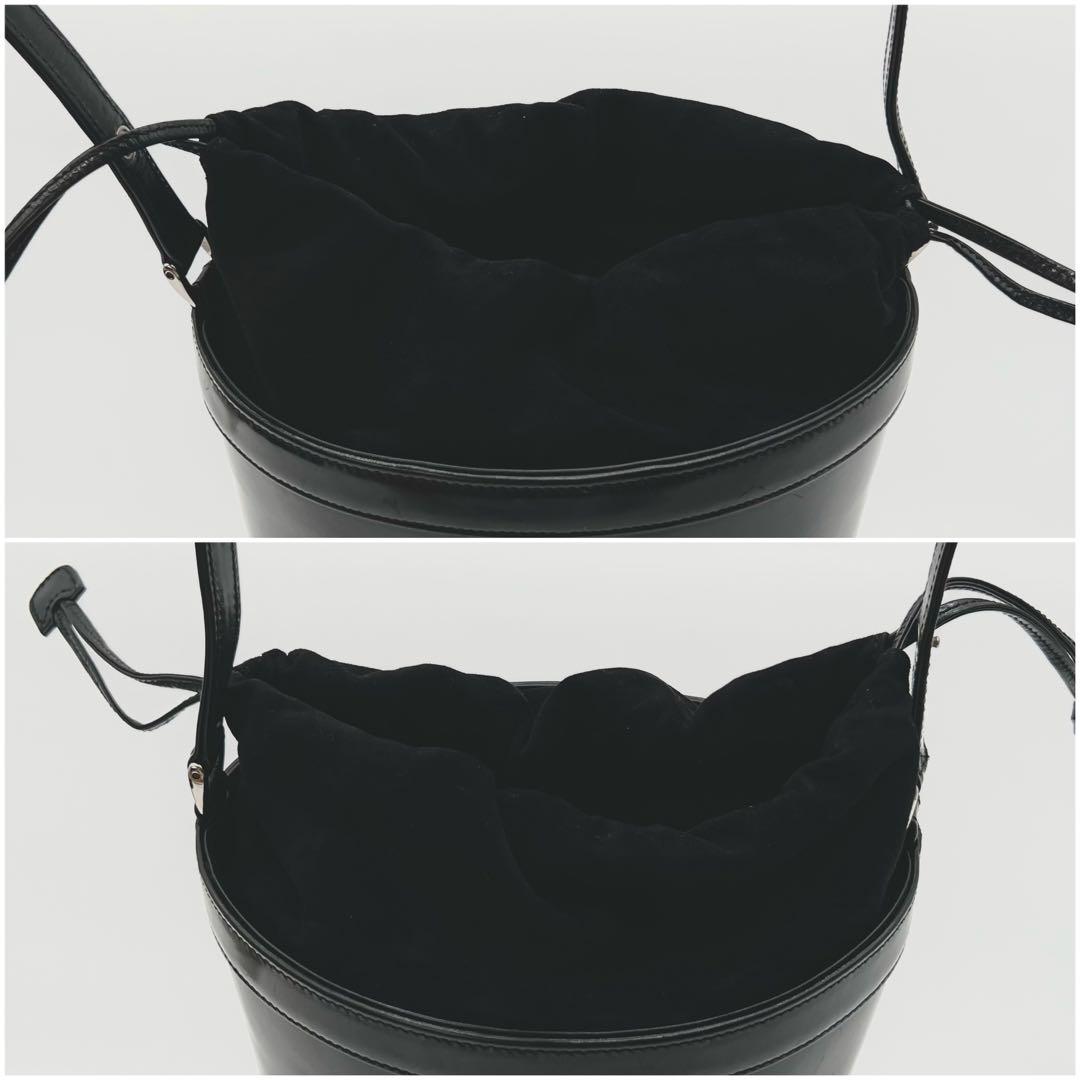 GUCCI ショルダー バッグ デカロゴ 巾着 バケツ 2way ブラック