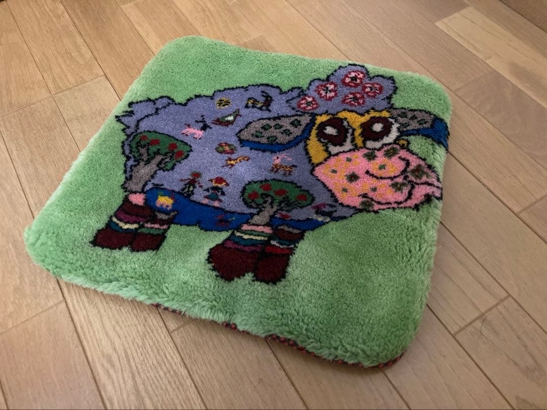 未使用品　1点もの　アートギャッベ　座布団カバー　クッションカバー　ペルシャ絨毯