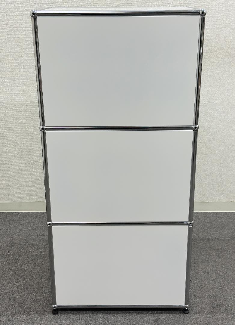 ■USMハラー■スリム　オープンシェルフ　1列3段　ホワイト×ライトグレー