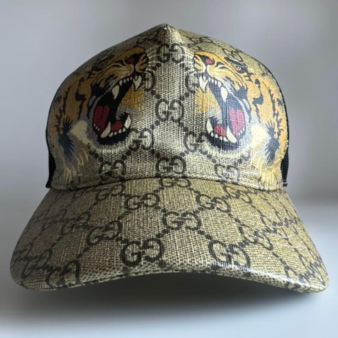 グッチ　アジャスタブルキャップ　タイガー　GGスプリーム　XLサイズ