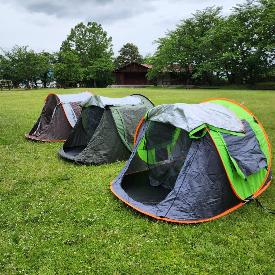 ポップアップテント　アウトドア　キャンプ ソロキャン　BBQ　グリーン&オレンジ