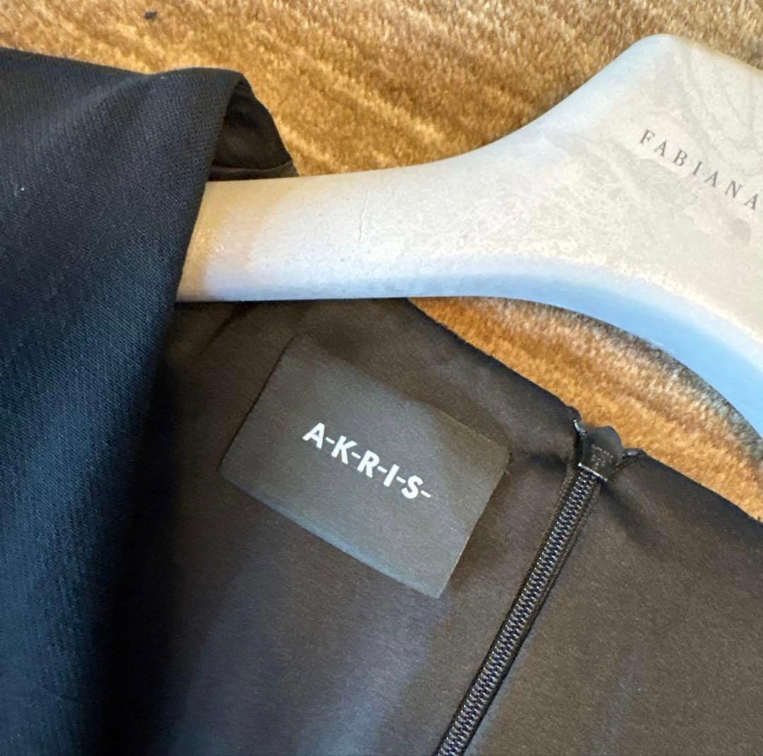 A-KRIS ブラック ラップドレス 七分袖