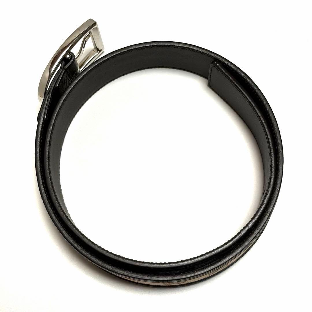 GUCCI ベルト GGキャンバス レザー ブラウン シルバー 美品