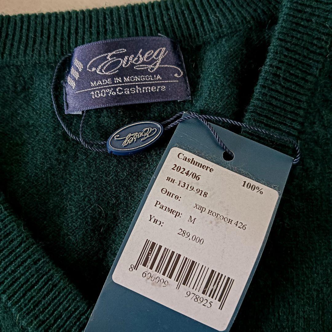 EVSEG カシミヤ100% Vネックニット 深緑 メンズM