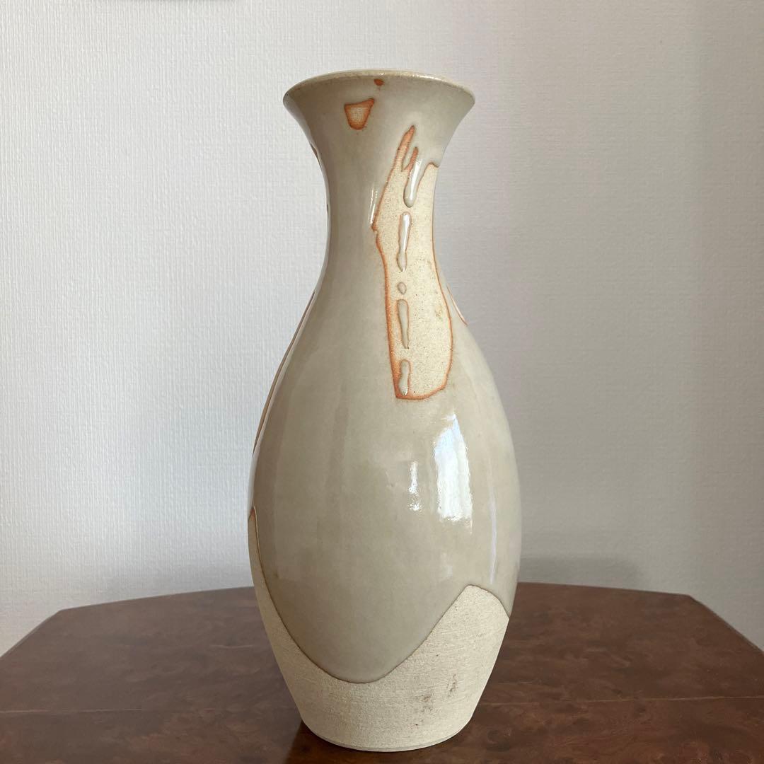 赤膚焼 大塩正人 萩釉乱れかけ 花瓶 華道具
