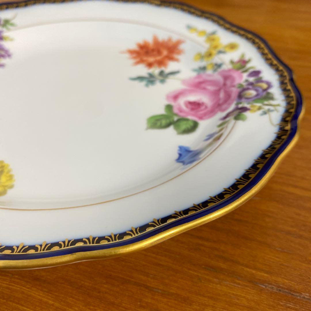 マイセン Aカンテ ベーシックフラワー プレート 21cmコバルトブルー　一級品