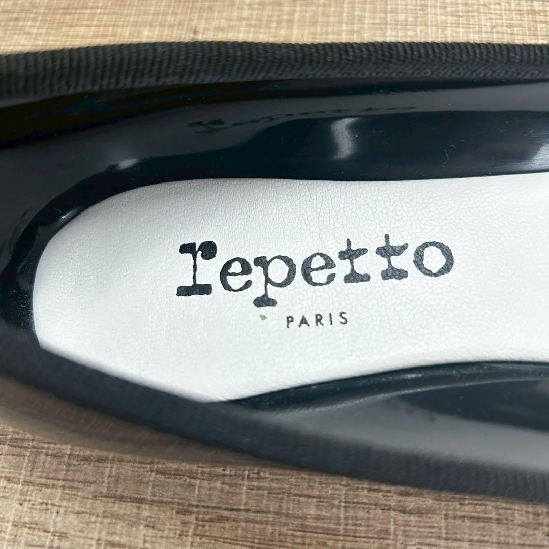 【箱付 極美品】repetto サンドリオン ブラック エナメル ゴム底 定番