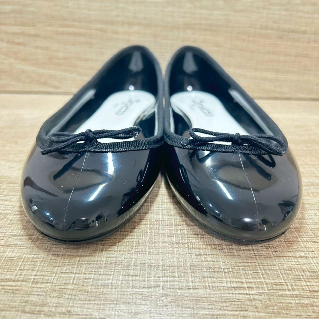 【箱付 極美品】repetto サンドリオン ブラック エナメル ゴム底 定番