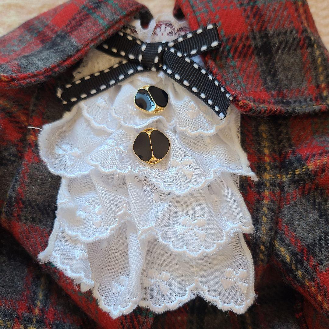 犬服　プルジャム　イングランドウールタータンチェック　コートワンピース