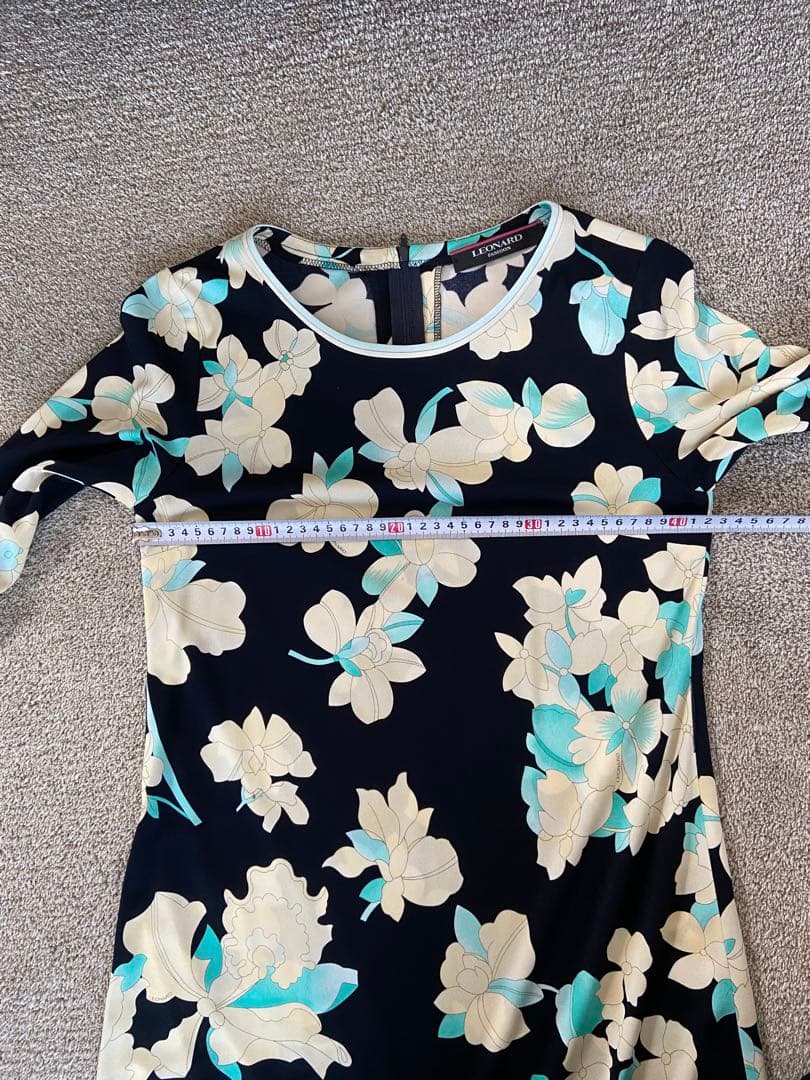 LEONARD レオナール　７部袖ワンピース　　サイズ36 ベルト付き　SALE