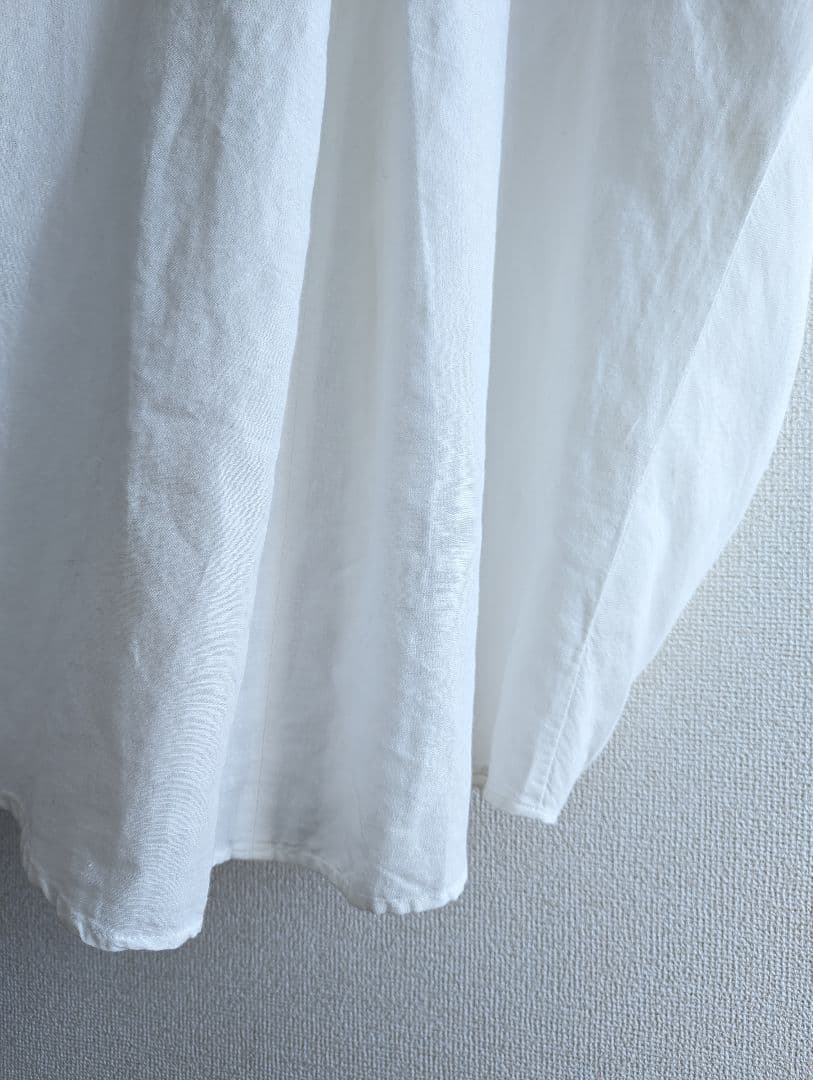 【美品】ENFOLD コクーン　スキッパーシャツ白チュニック　リネン混合
