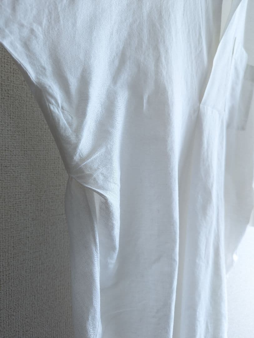 【美品】ENFOLD コクーン　スキッパーシャツ白チュニック　リネン混合