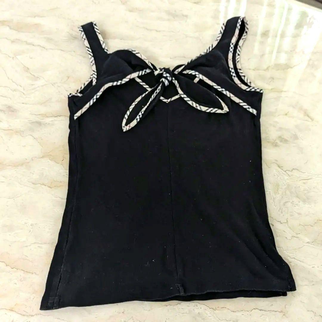 バーバリーブルーレーベル　ノバチェックリボン　黒キャミソール