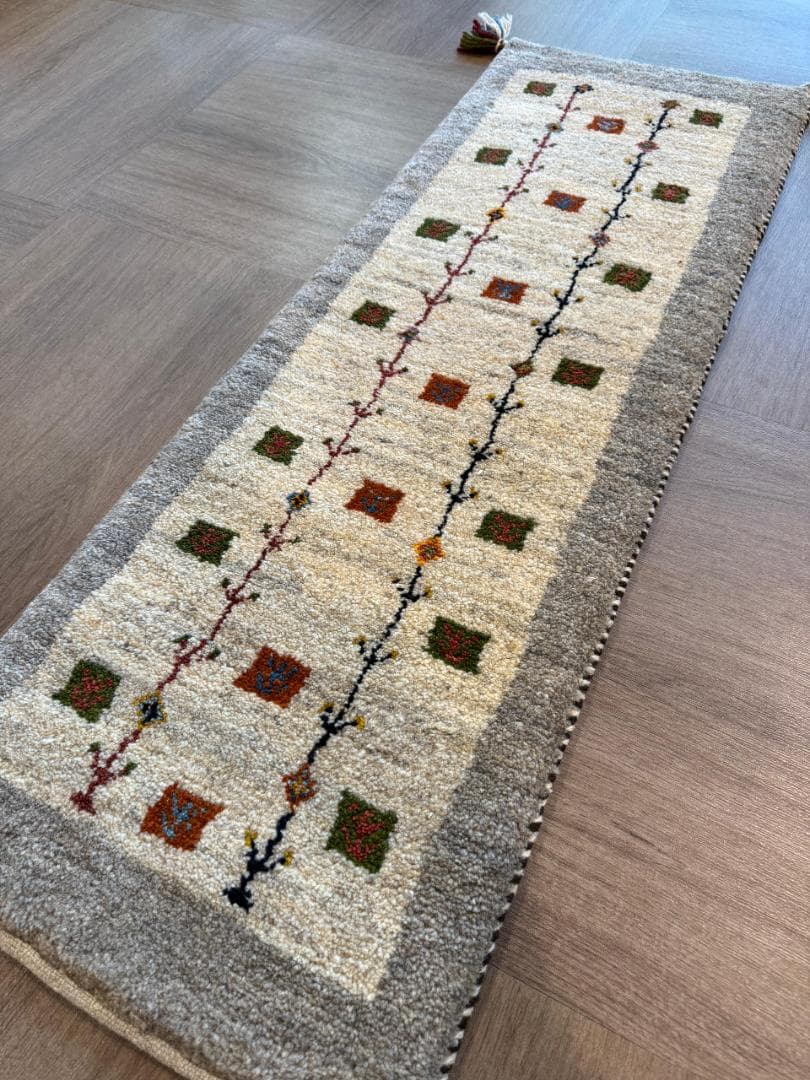 120x40cm ペルシャギャッベ ランナー (ギャベ) ペルシャ絨毯 ギャッベ