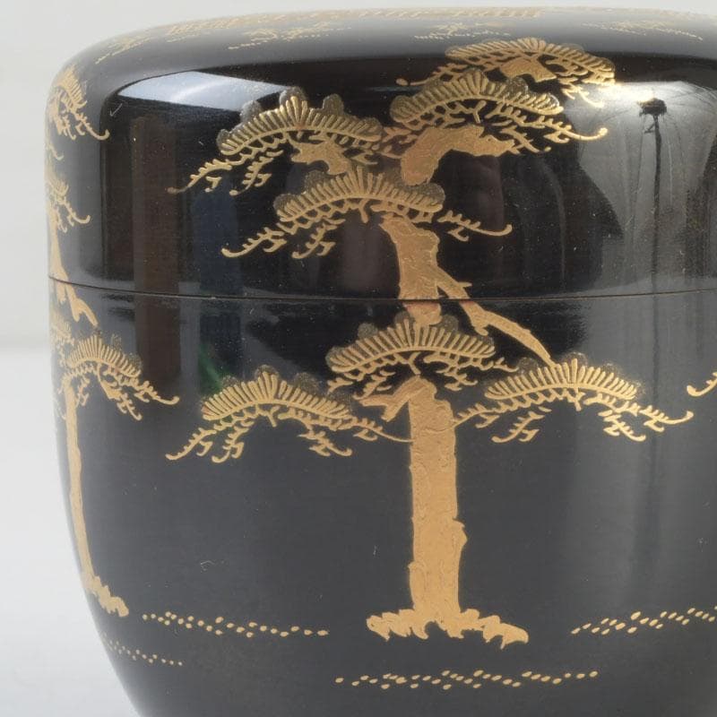 茶道具　漆匠　遠山哲山造　住吉蒔絵　利休棗　共箱　V　9716