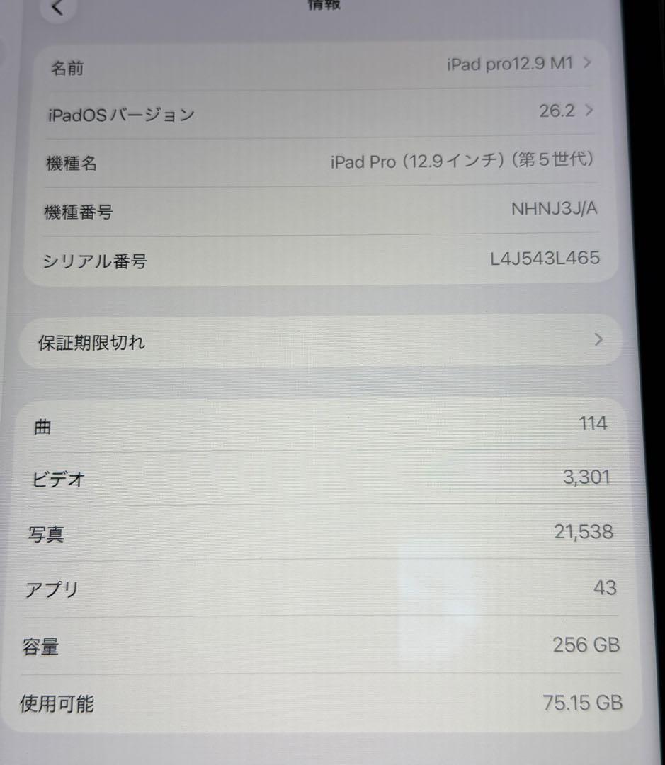 iPad pro M1 第5世代 12.9インチ wi-fi 256GBシルバー