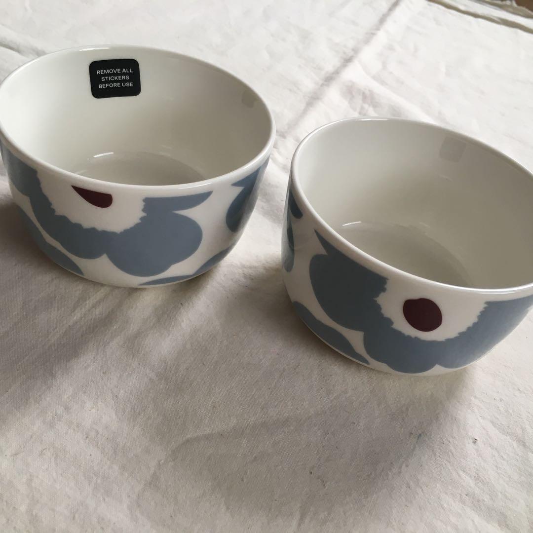 マリメッコ　新品未使用　ウニッコ　ボウル　ブルーグレー