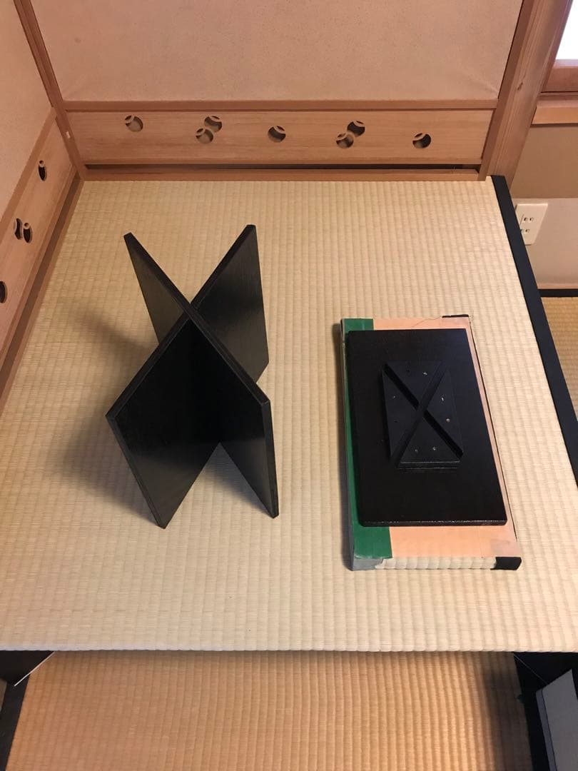 組み立て茶道用道具畳、炉壇収納ボックス、建水台と貴人畳の角の台の4点セット