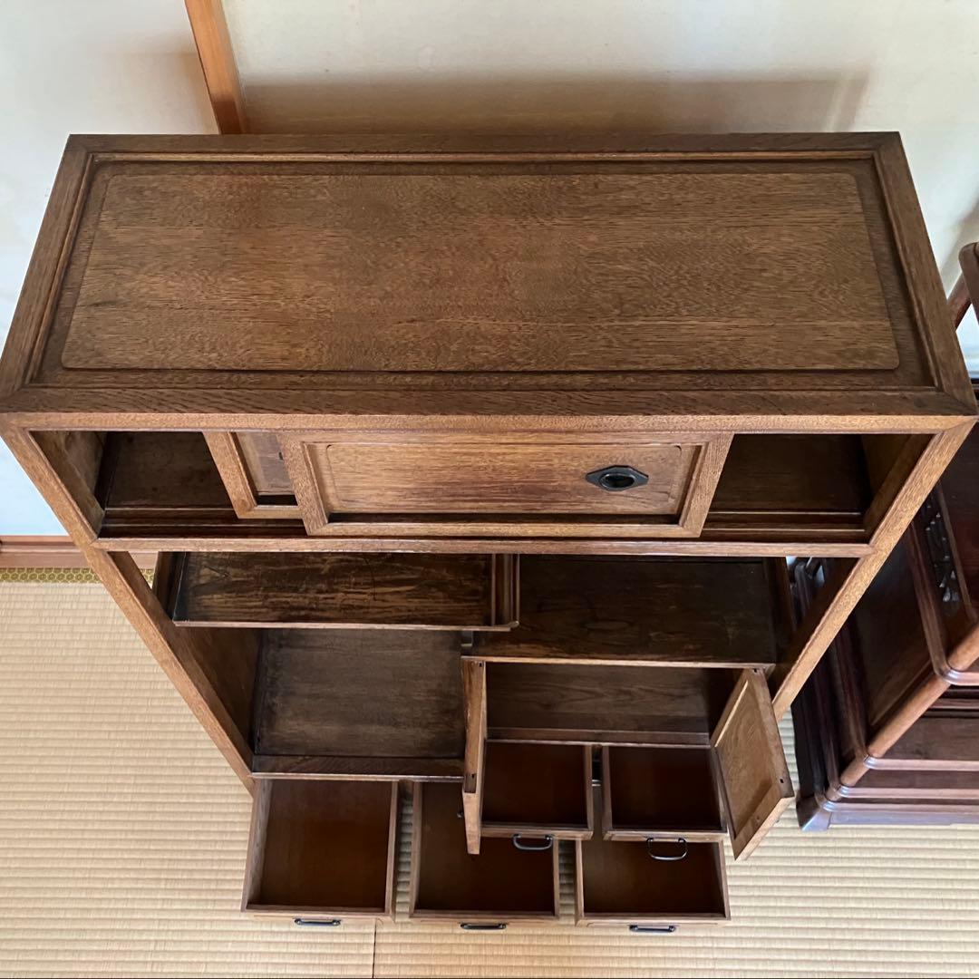 茶箪笥 化粧棚 昭和レトロ 違い棚 小ぶり 古家具 時代家具 アンティーク家具