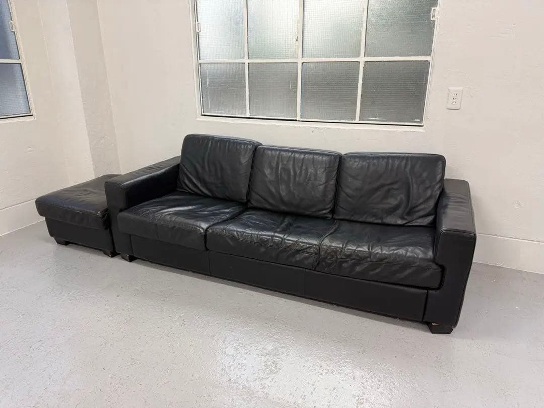 KEYUCA ケユカ 3人がけ　L字型ソファ　本革　黒　定価30万円