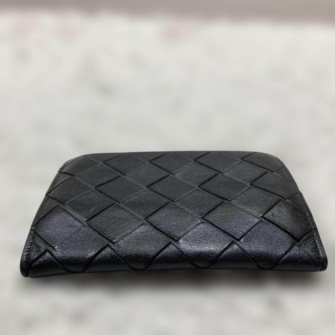 美品 ボッテガヴェネタ　マキシイントレチャート　カードケース　ブラック　レザー