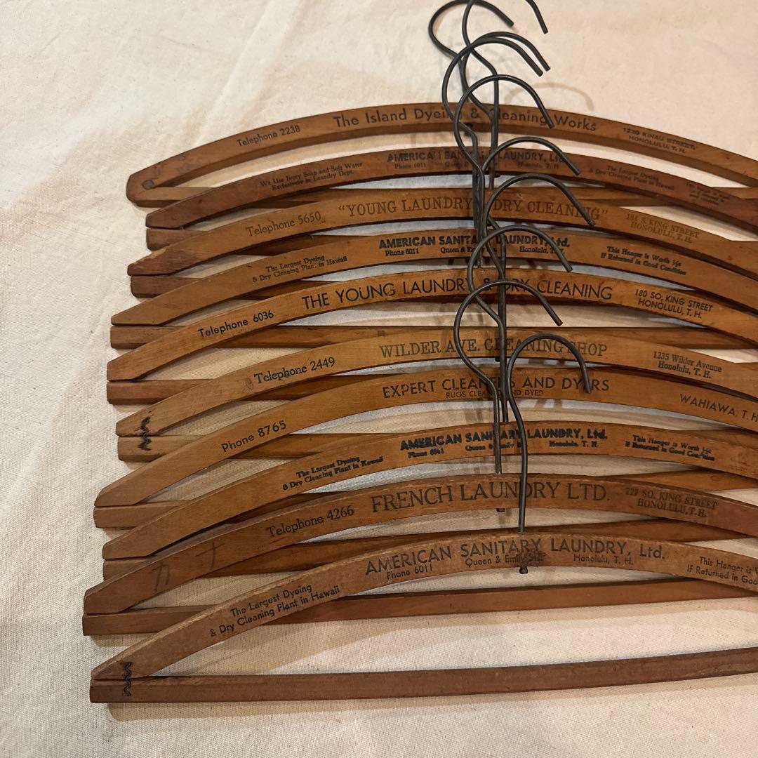 40s VINTAGE HANGER ヴィンテージハンガー バー付 字入 SET