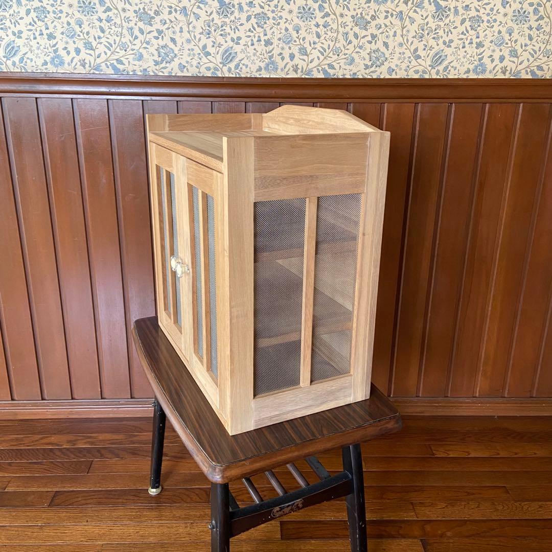 昭和レトロ　蝿帳　保管棚　小物棚　桐製　天然木　ナチュラルな生活　美品