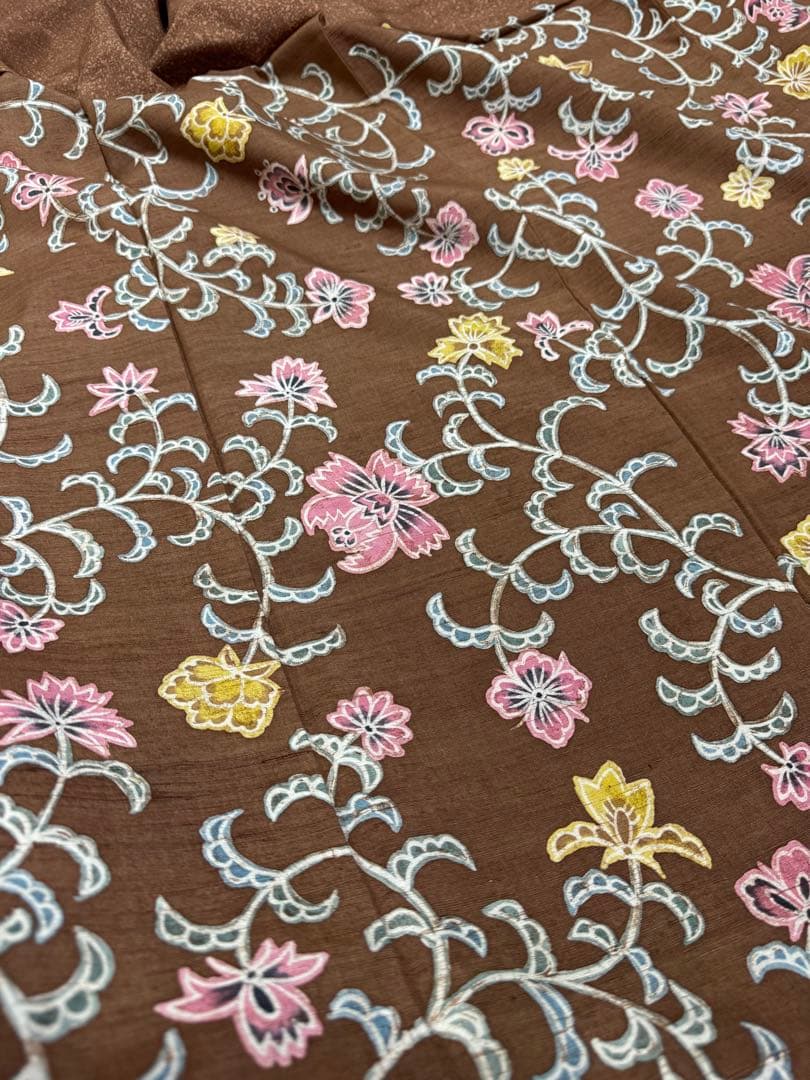 【銘品新品】京都老舗銘店「京ごふく細尾」 「木版染め」小千谷紬 玉糸 トール寸