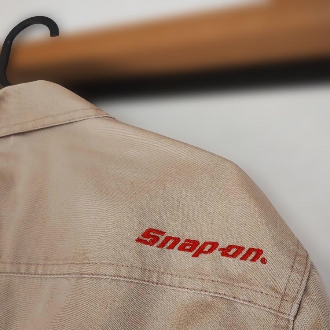 Snap-on ベージュオーバーオール　つなぎLL ⑤