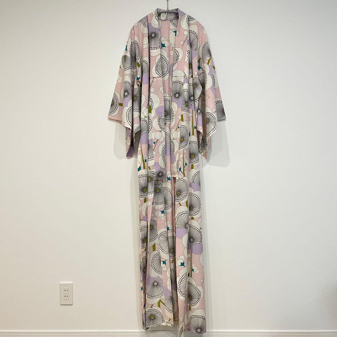 和風館　浴衣　ポリエステル100% 薄ピンク　梅