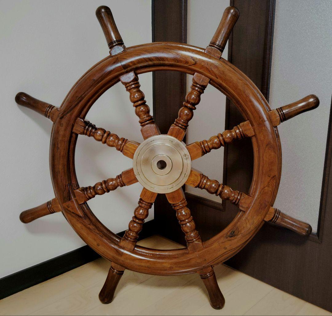 木製　船の舵　舵　舵輪　骨董品　置物　インテリア　コレクション