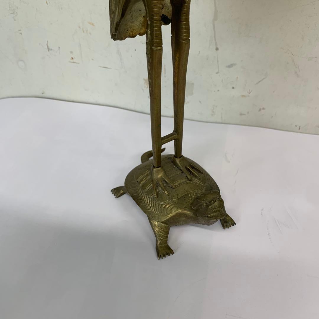燭台　真鍮製　大型高さ約３８cm 金属製 鶴と亀 キャンドルホルダー