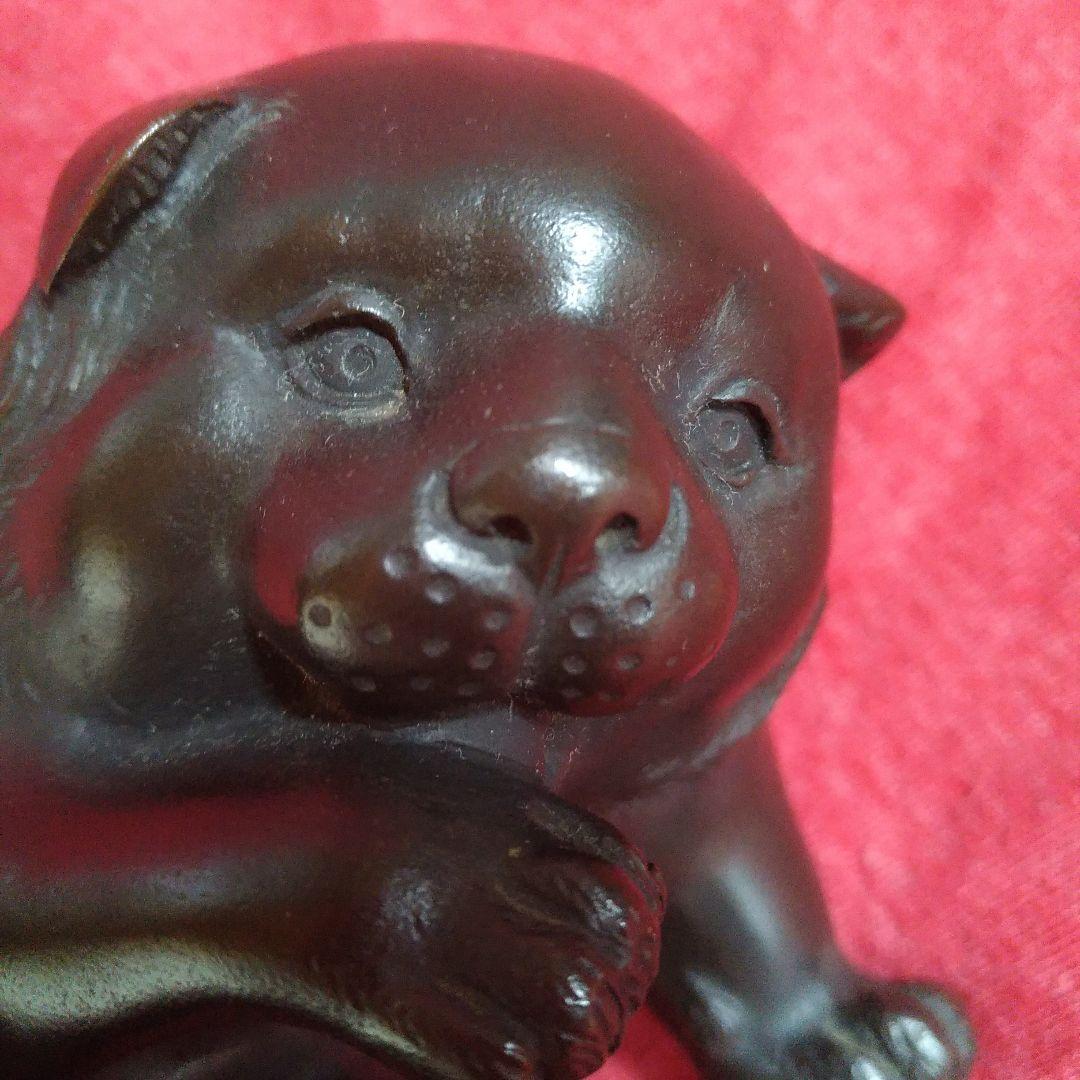 犬の置物。正一。刻印。在銘。金属製。銅製？真鍮？。東洋美術。金属工芸。骨董品。