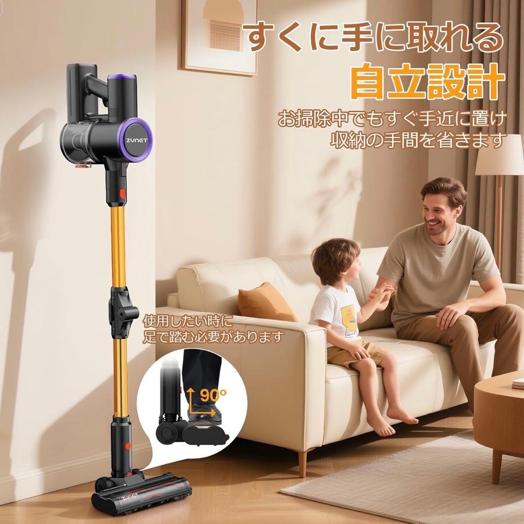 LEDヘッドライト付き✨ 掃除機 コードレス 折り畳み式 サイクロン式 強力吸引