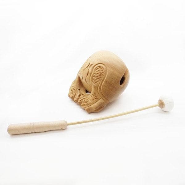 【仏壇仏具】一刀彫木魚セット　4寸