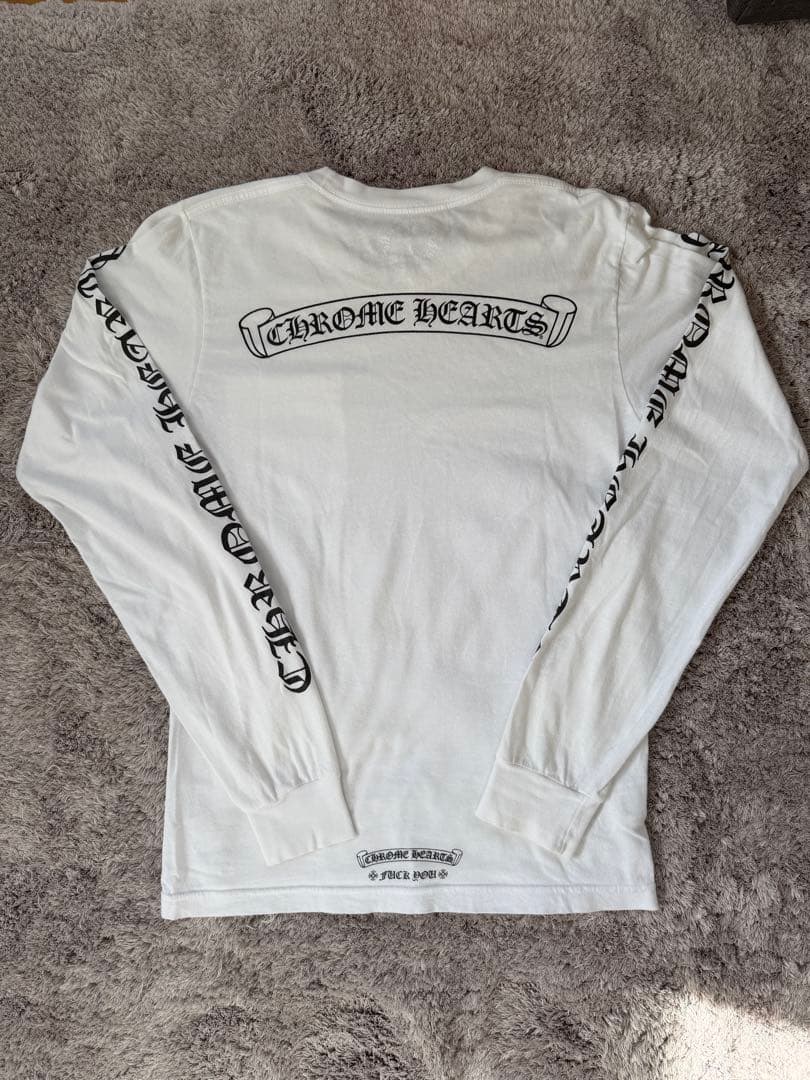 クロムハーツ ロングTシャツ スクロールラベル ホワイト　Sサイズ　ロンT