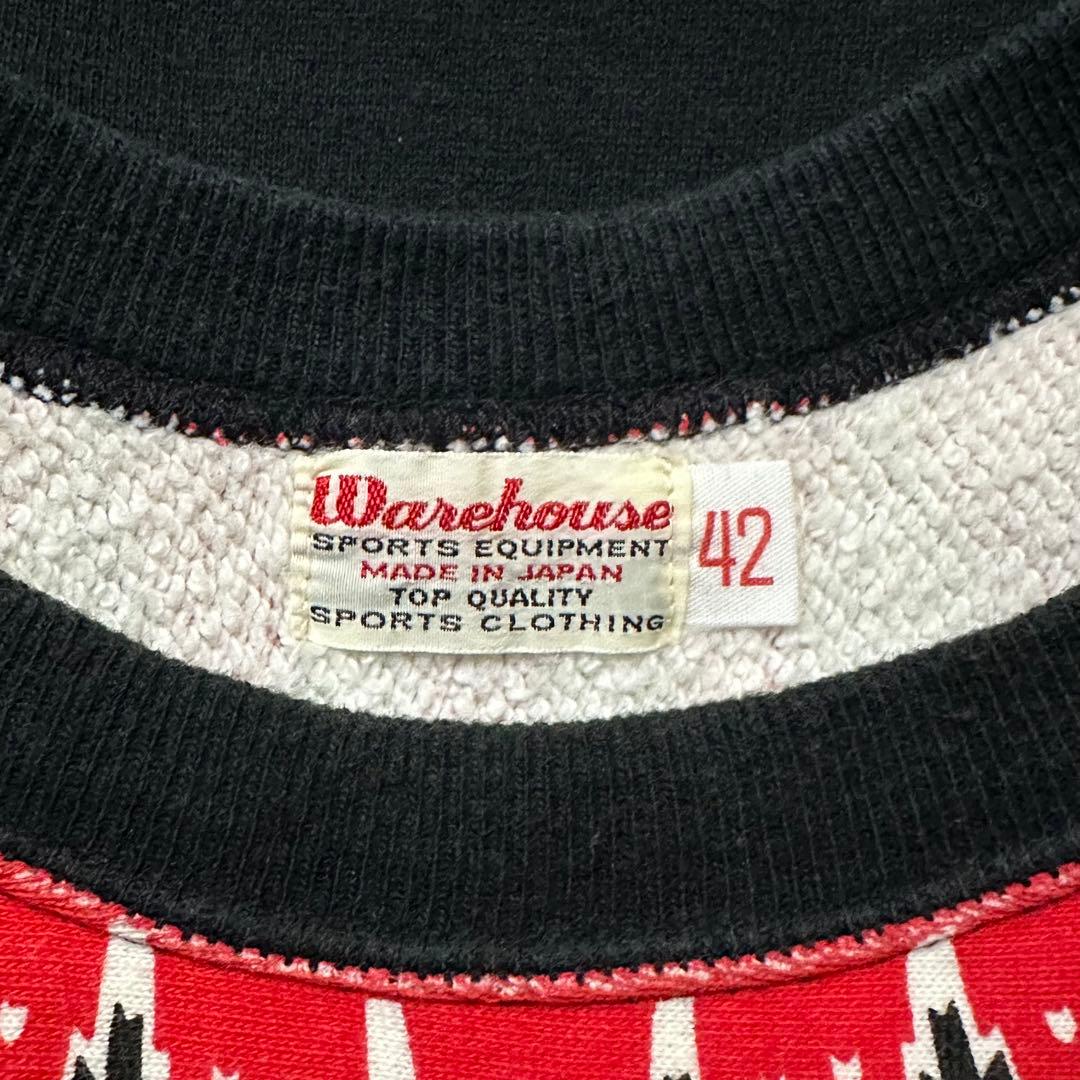 WAREHOUSE ウエアハウス 雪柄スウェット 黒 ブラック 42
