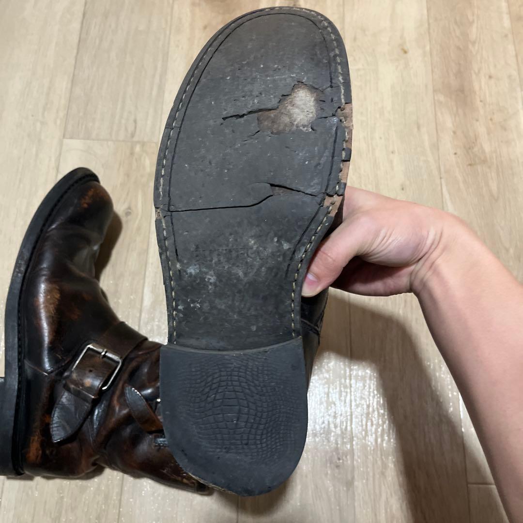 butteroエンジニアブーツ 黒 レザー バックル付き