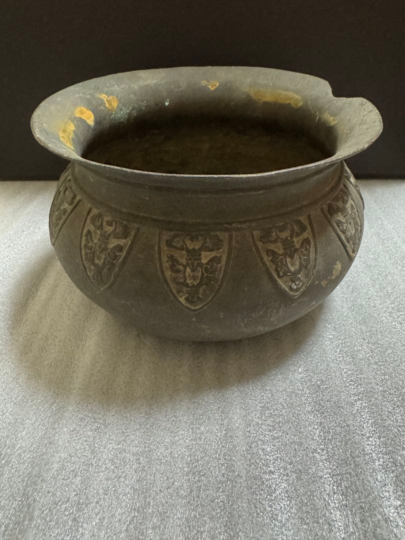 龍文堂 古銅 建水 こぼし 茶道具 煎茶 蝋型鋳造 中国 銅製 時代