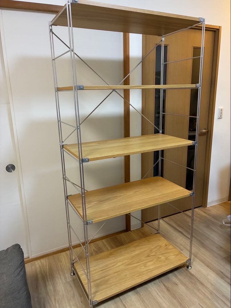 無印良品 ステンレスユニットシェルフ オーク材 棚セット ワイド大