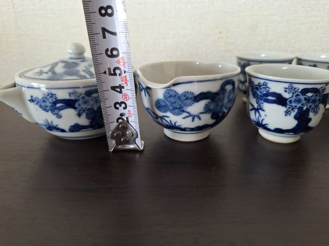 最終値下げ　煎茶器　揃　松竹梅　九谷焼　染付 　煎茶道具　未使用　湯冷まし　茶杯