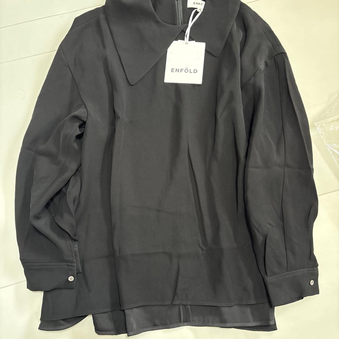 新品タグ付き✨ENFOLD エンフォルド アシンメトリーカラー ブラウス 黒 M