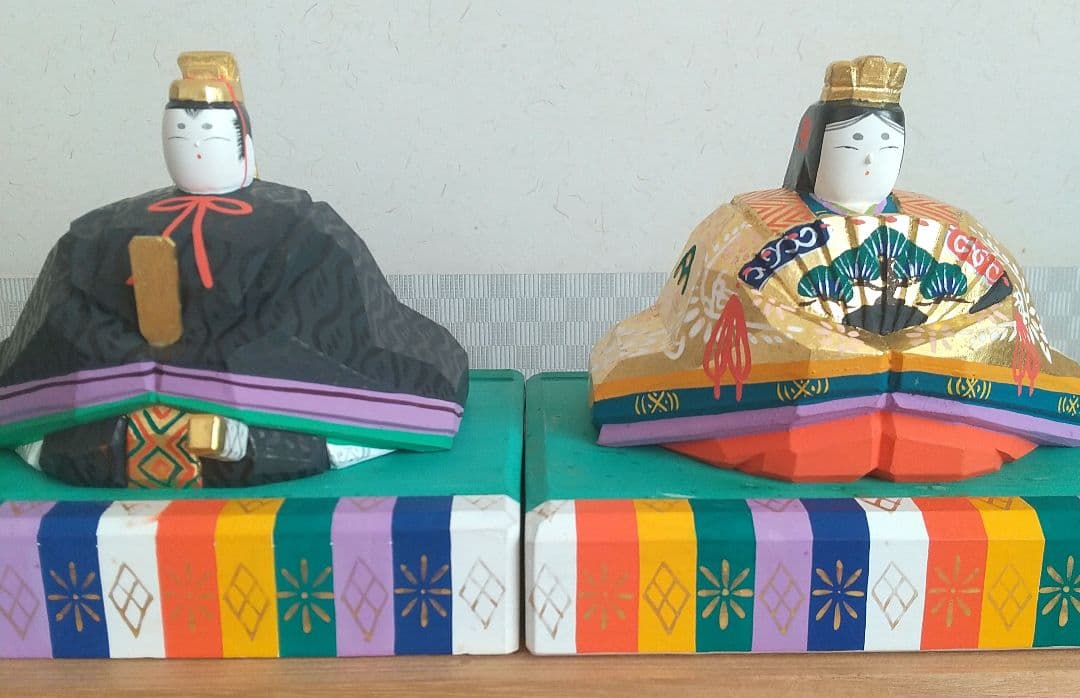 南部神泉 奈良一刀彫 雛人形 雛飾り 一刀彫 木製 金彩 かわいいお顔