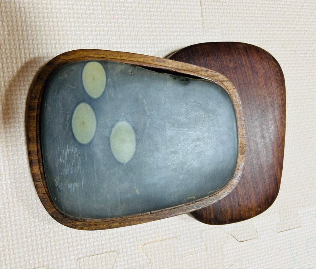 [貴重珍品] 中国　古美術　文房具　清時代　端溪 硯書　紫檀共箱