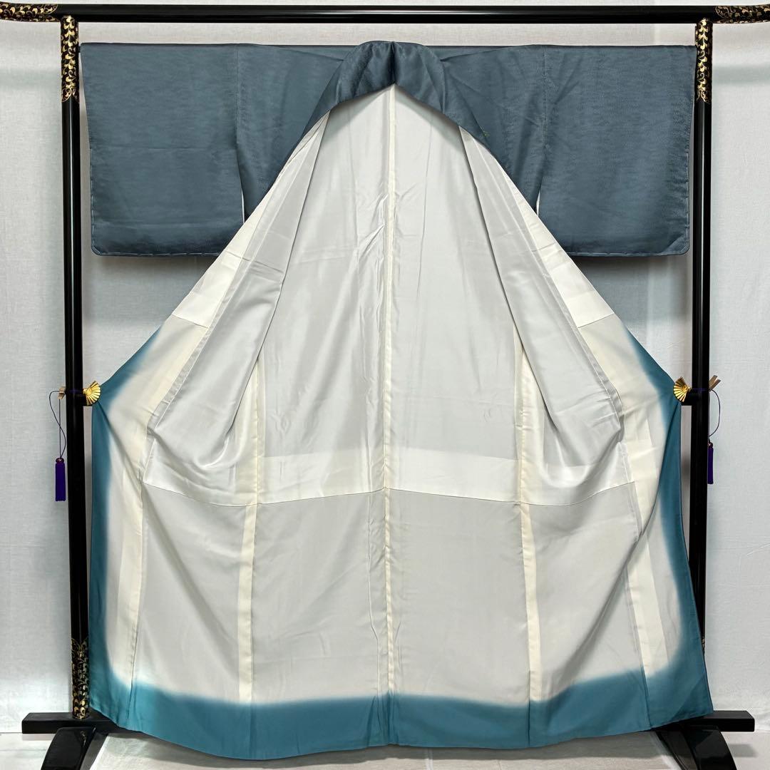 D105訪問着 椿 花模様 正絹 着物 袷 幅広サイズ しつけ糸付き未使用極美品