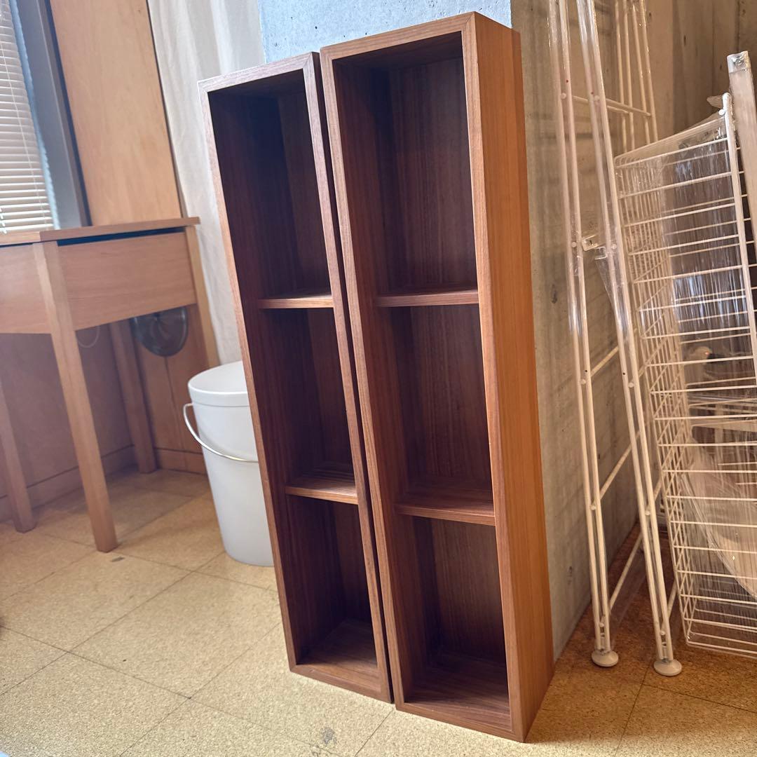 無印　壁に付けられる家具箱 ウォールナット　８８ｃｍ　2台セット(金具無し)中古