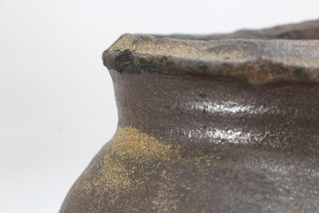 No5593 時代　壷　高さ24.5cm 常滑　備前　花器　陶磁器　送料無料