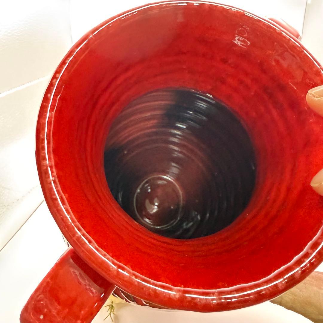 花瓶　イタリア製　サルデリ　イタリアンレッド　赤　花器　陶器製　フラワーベース